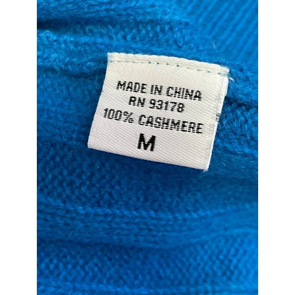 Spring + Mercer Blue V-Neck Ribbed Cashmere Sweater Medium - Picture 4 of 4